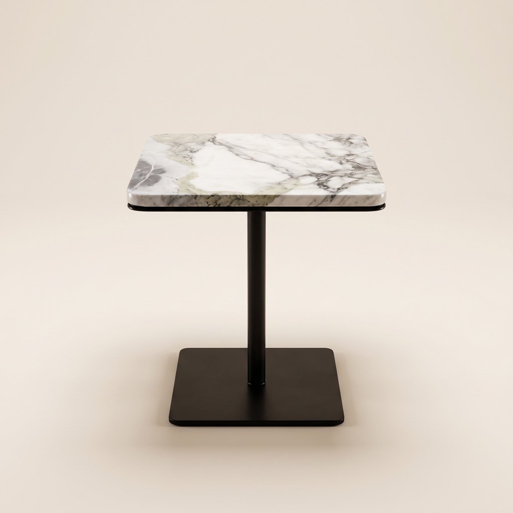 Industrial-Style White Marble Side Table