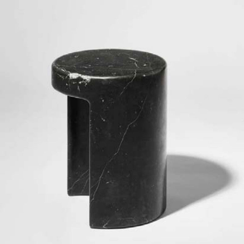 Nero Marquina Side Table — Ø35 × H 47 cm