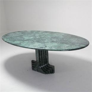 Oval Natural Stone Dining Table — Stepped Pedestal, 200 × 90 cm