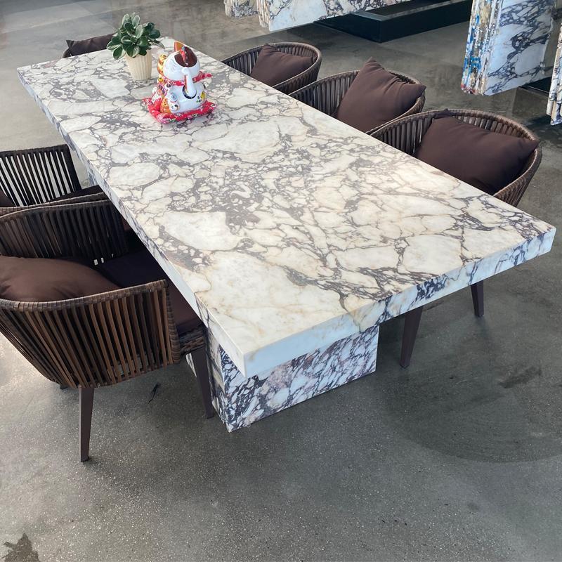 Rectangular Natural Stone Dining Table — 160 × 100 cm