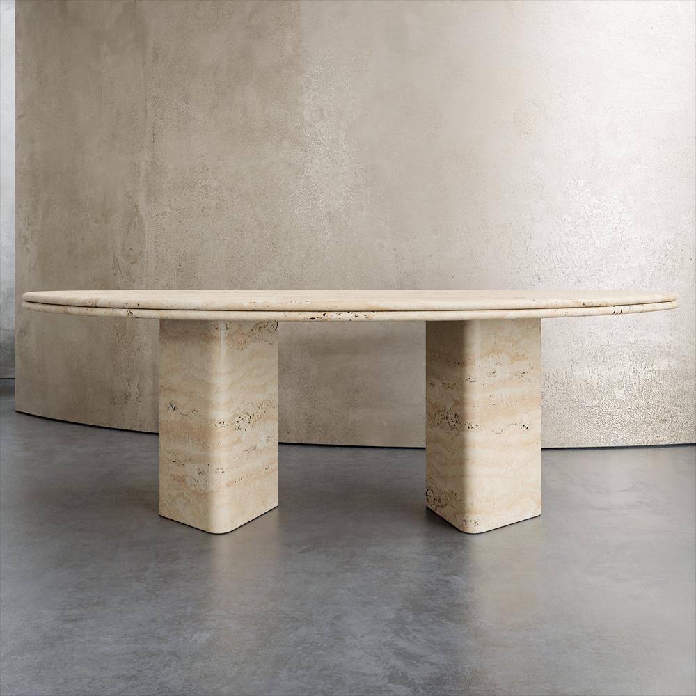 Natural Stone Dining Table — Slab Legs