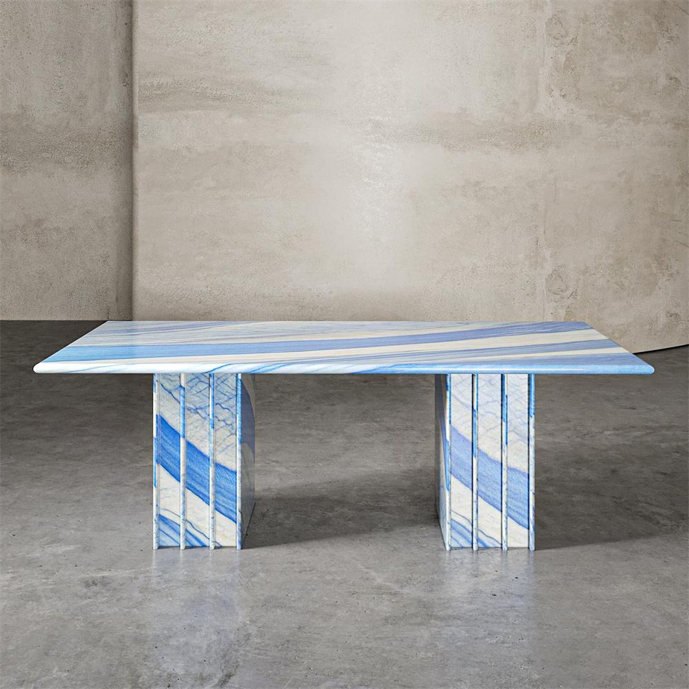 Ribbed Rectangular Natural Stone Dining Table