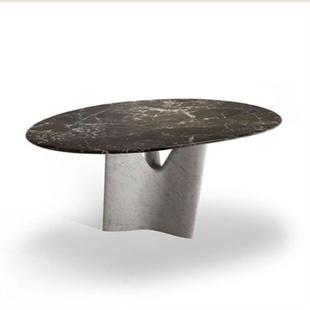 Oval Natural Stone Dining Table — 220 × 124 cm