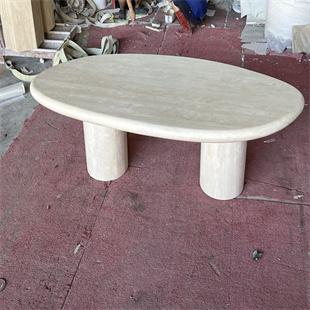Oval Natural Stone Dining Table — 240 × 100 cm