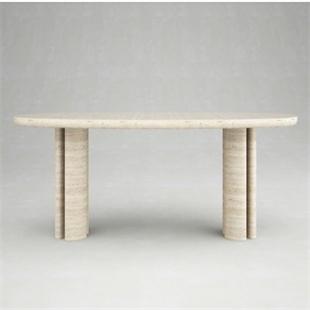 Natural Stone Dining Table — Double Column Legs