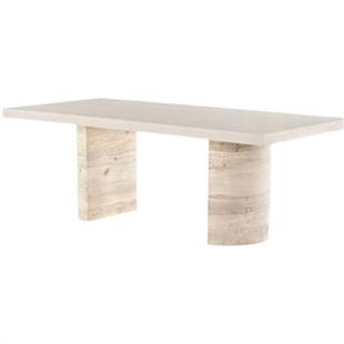 Rectangular Natural Stone Dining Table — Rounded Slab Legs