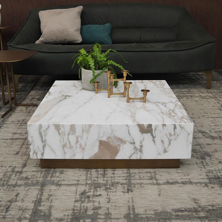 Square Natural Stone Coffee Table — 80 × 80 cm