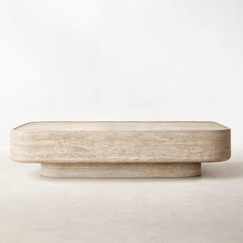 Rectangular Natural Stone Coffee Table — 140 × 76 cm