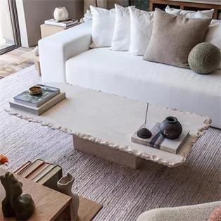 Rectangular Natural Stone Coffee Table — 140 × 60 cm
