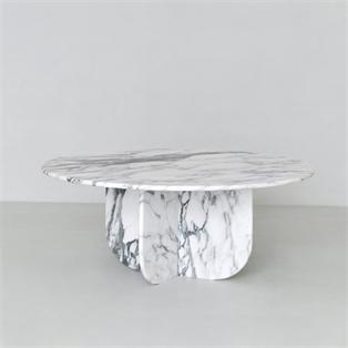 Round Natural Stone Coffee Table — Petal Base