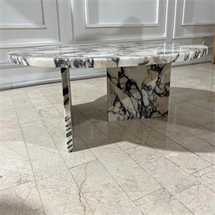 Round Natural Stone Coffee Table — Slab Base