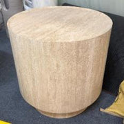 Smooth Drum Travertine Side Table