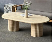 Oval Fluted Travertine Coffee Table