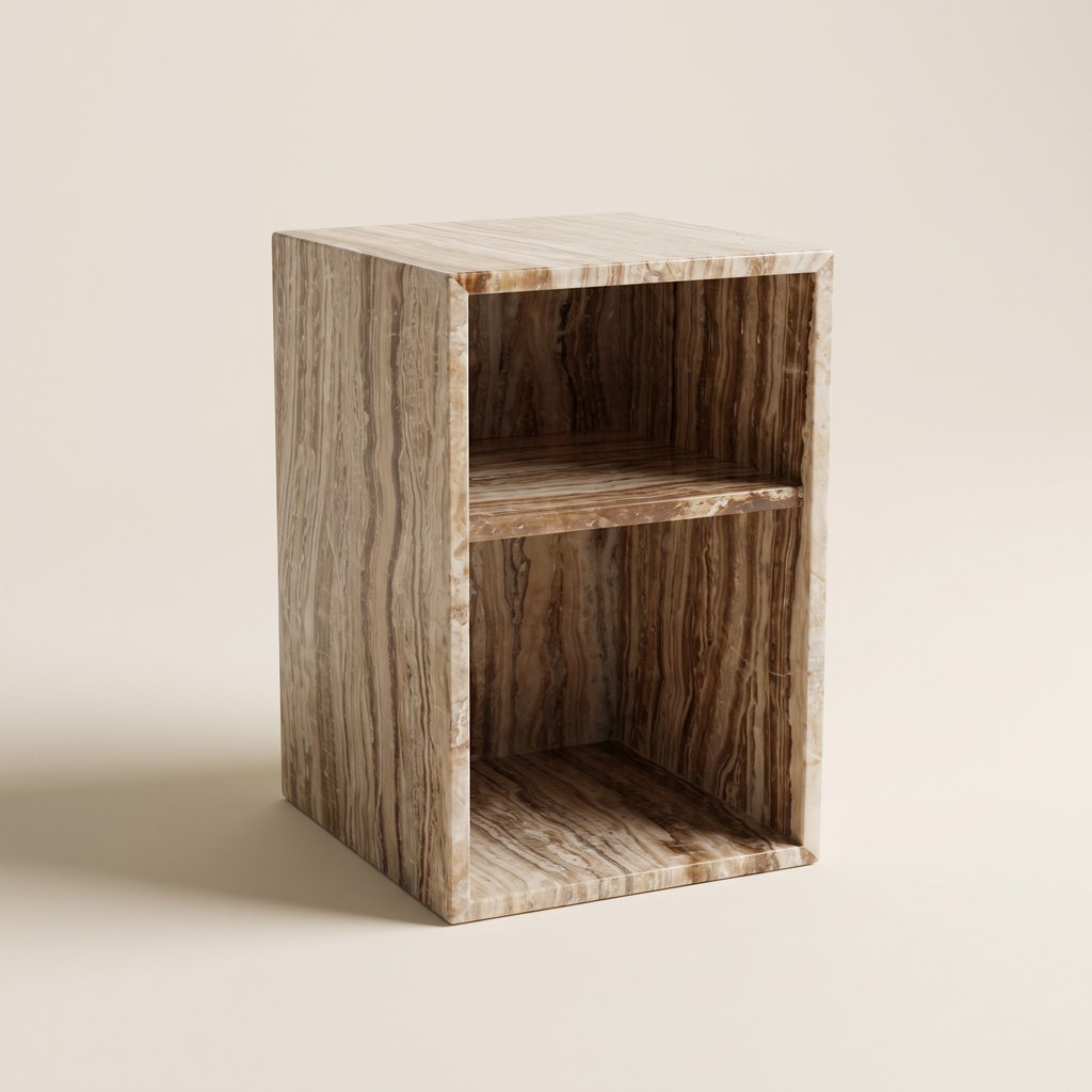 Open-Box Travertine Bedside Table
