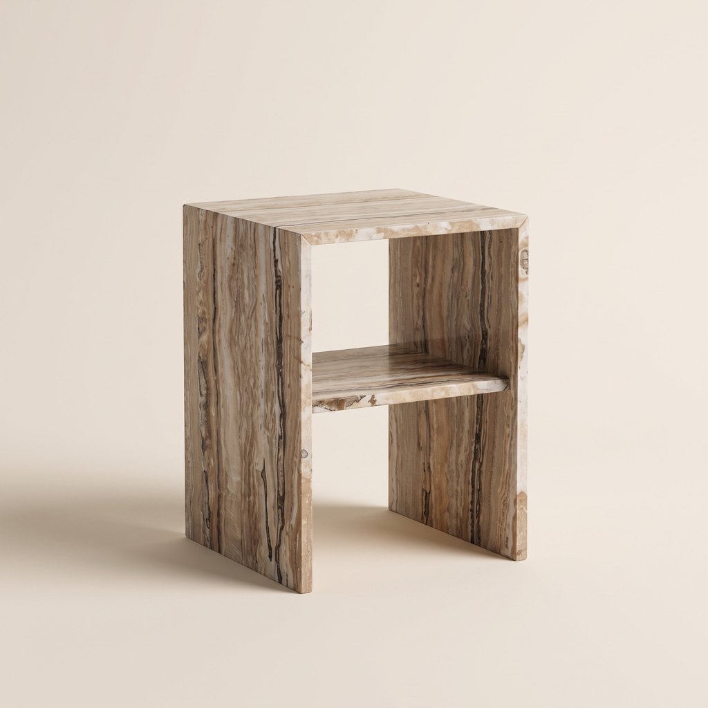 Open-Frame Travertine Bedside Table