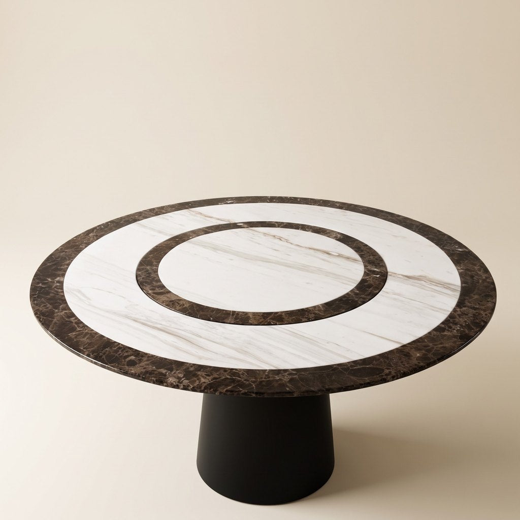 Round Inlaid Stone Dining Table