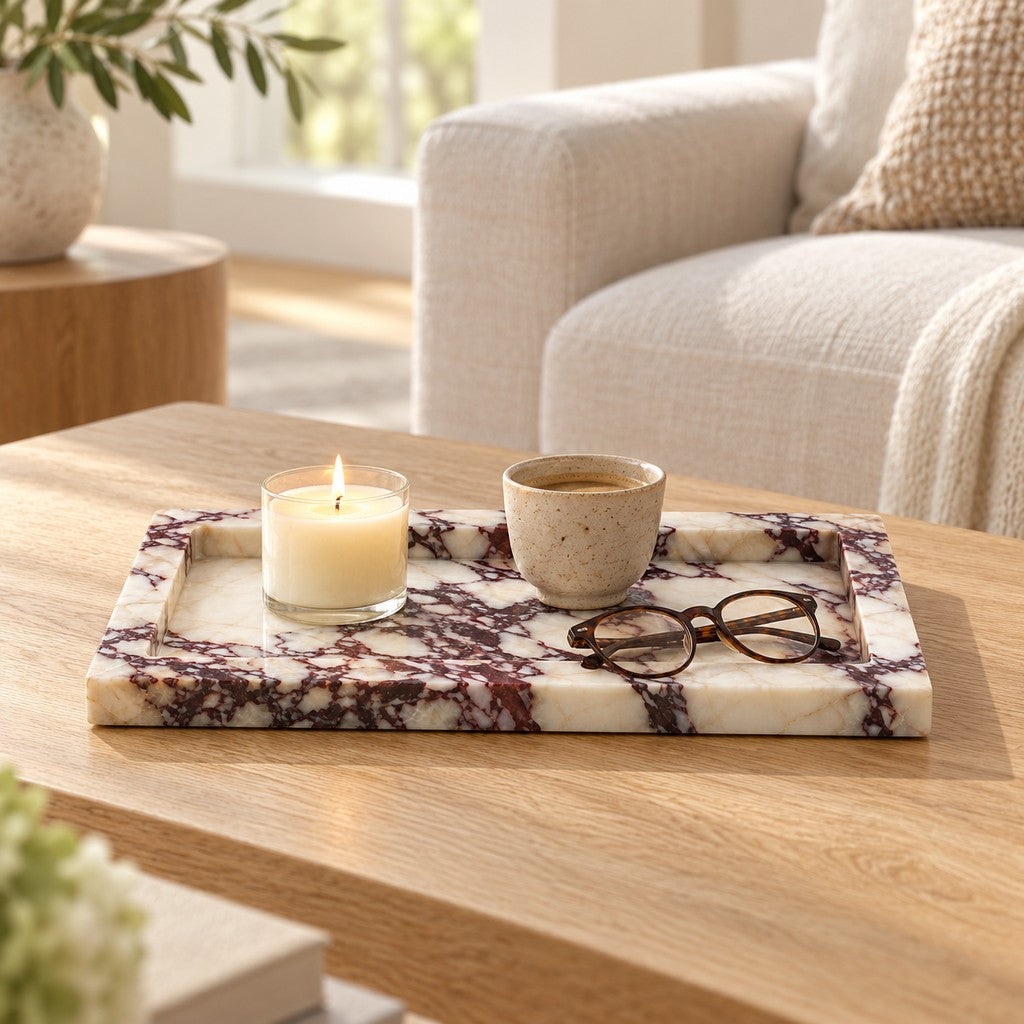 Broad-Rim Rectangular Tray in a living room