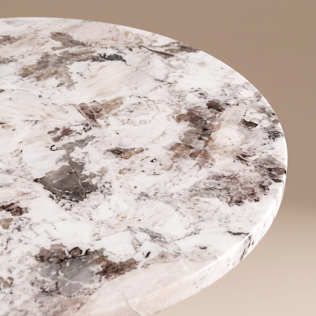 Corner Marble Side Table: close-up of the white marble surface