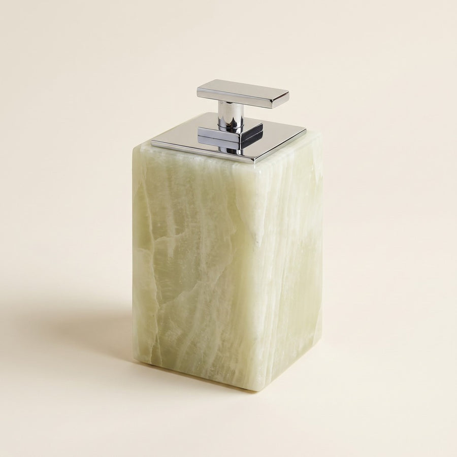 Cubic Liquid Soap Dispenser in Fendi Green, studio view