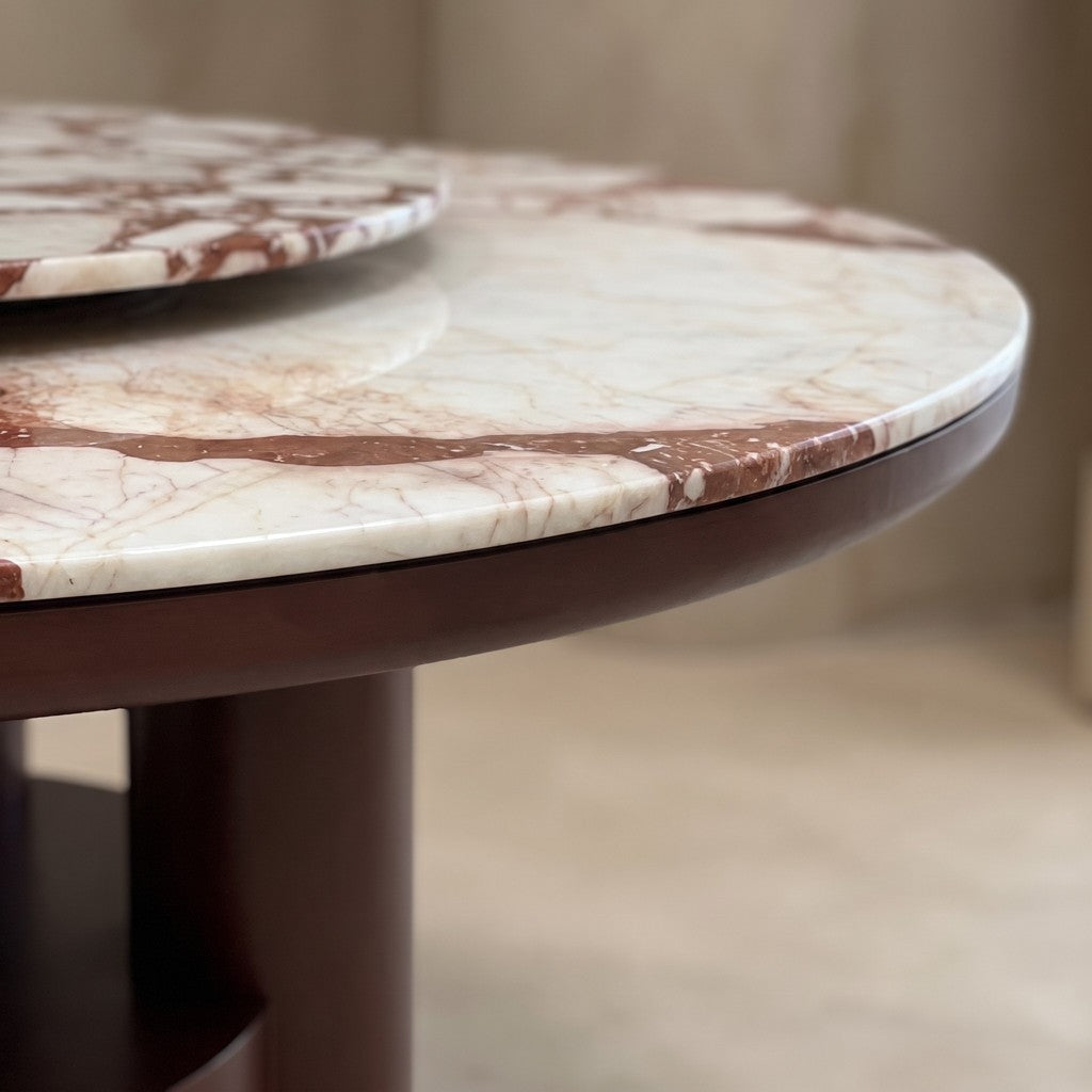Double-Layer Round Marble Dining Table, edge detail