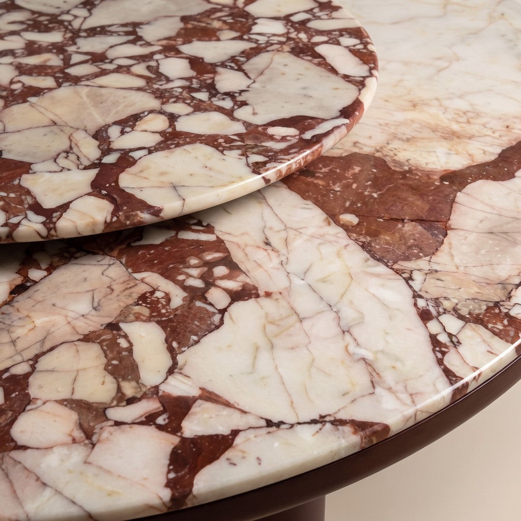 Double-Layer Round Marble Dining Table: close-up of the stone surface