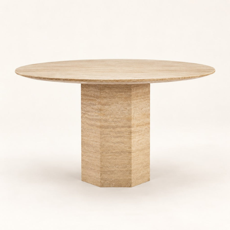 Faceted Pedestal Dining Table, studio view