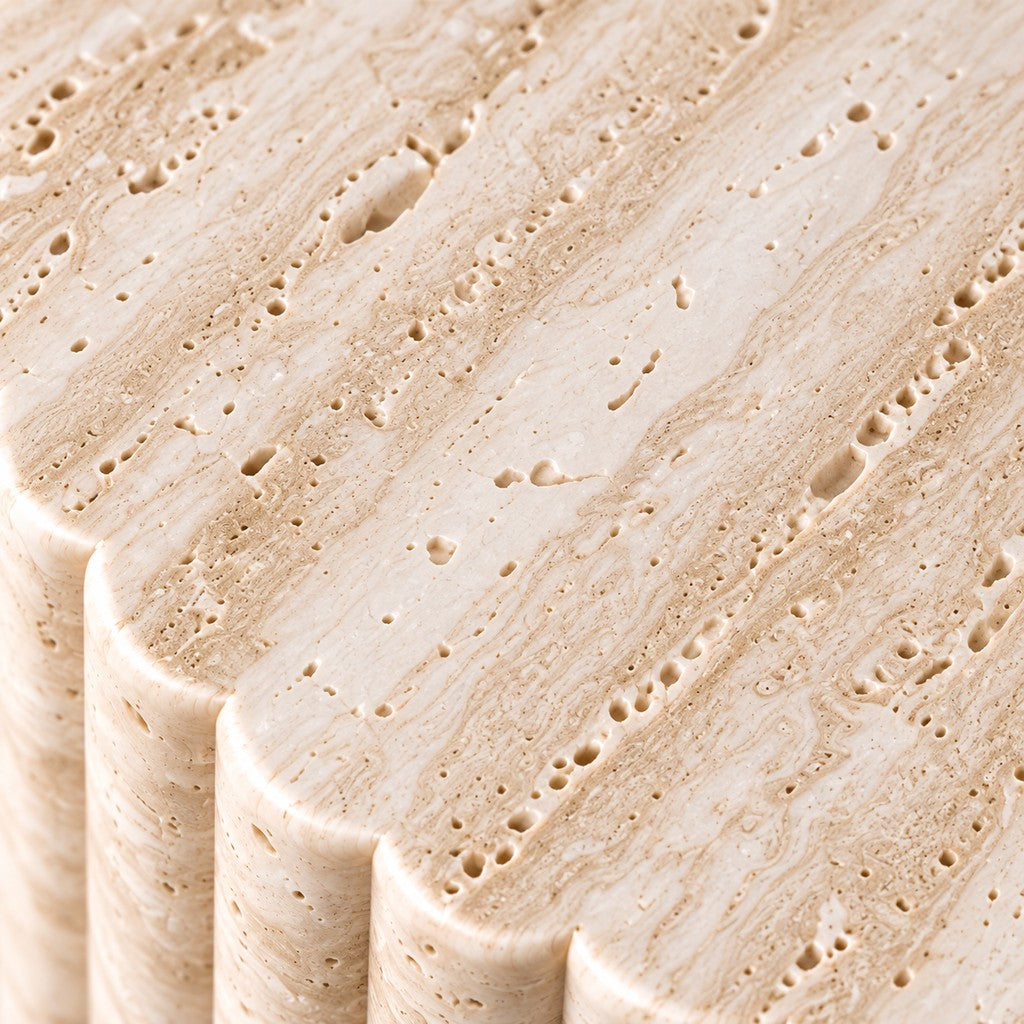 Fluted Cylindrical Stone Plinth: close-up of the stone surface