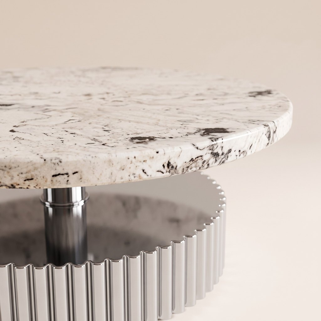 Gear-Base Stone Side Table, edge detail