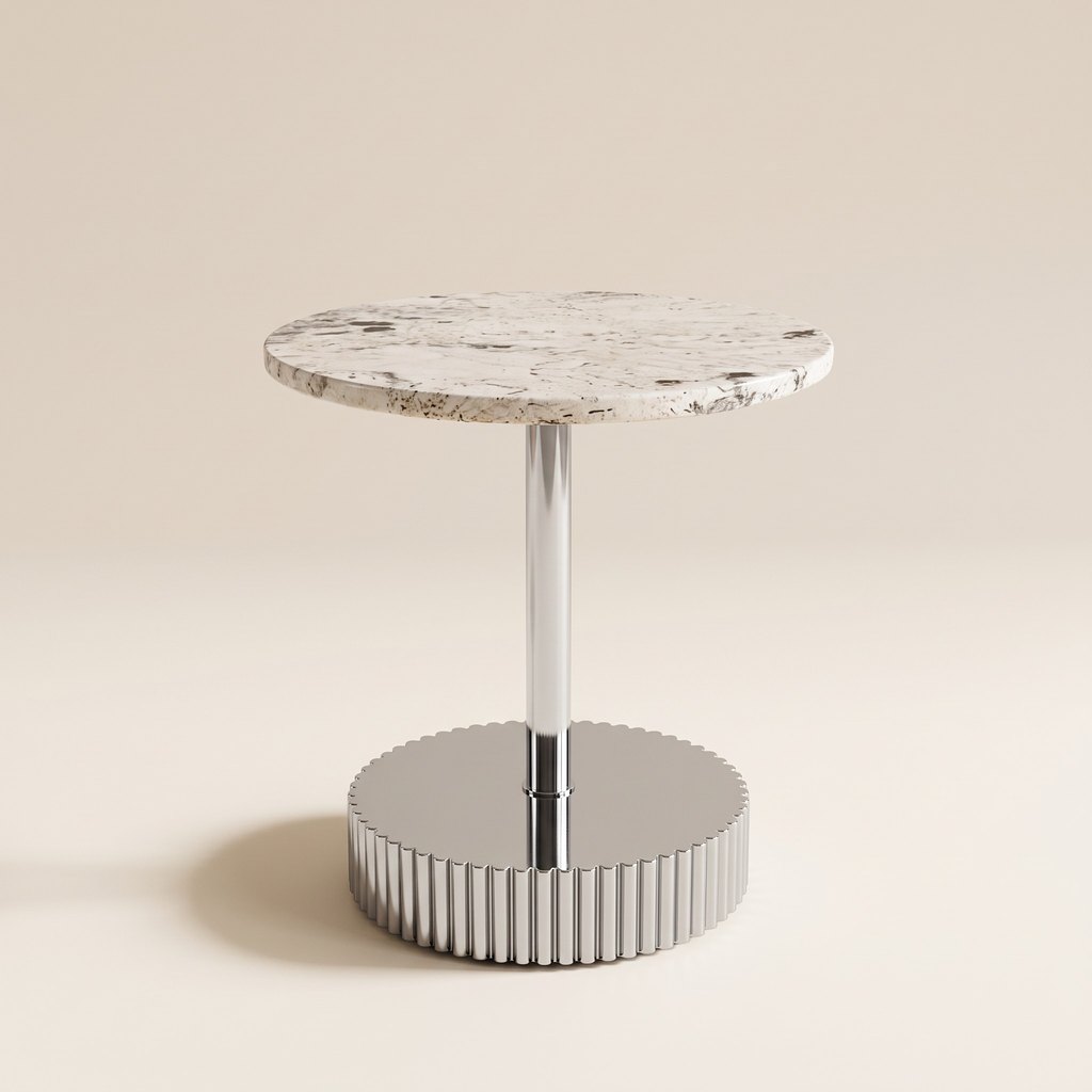 Gear-Base Stone Side Table