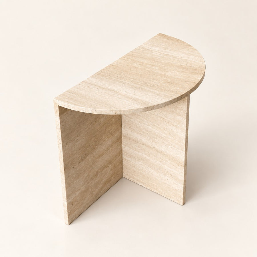 Half-Round Cross-Base Side Table, studio view