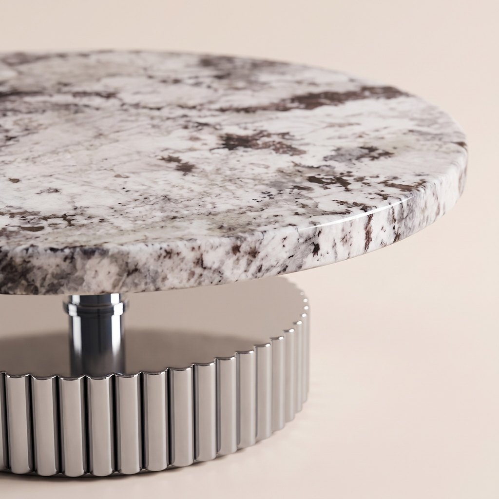 Minimalist Round Marble Side Table, edge detail