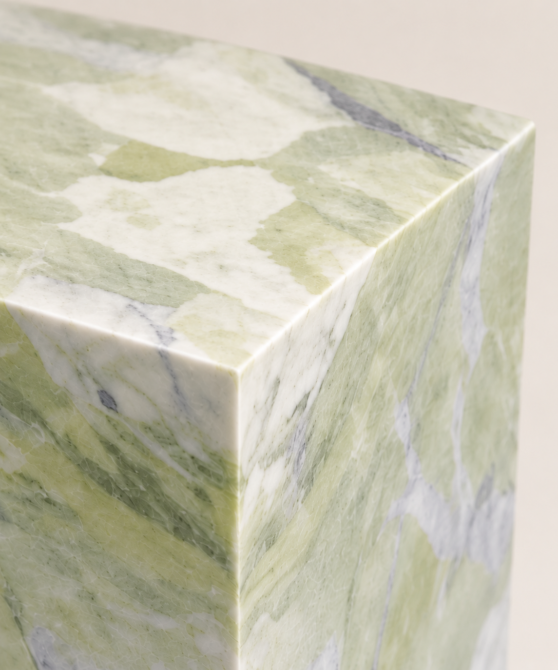 Fendi Green tall rectangular plinth side table stone material close up