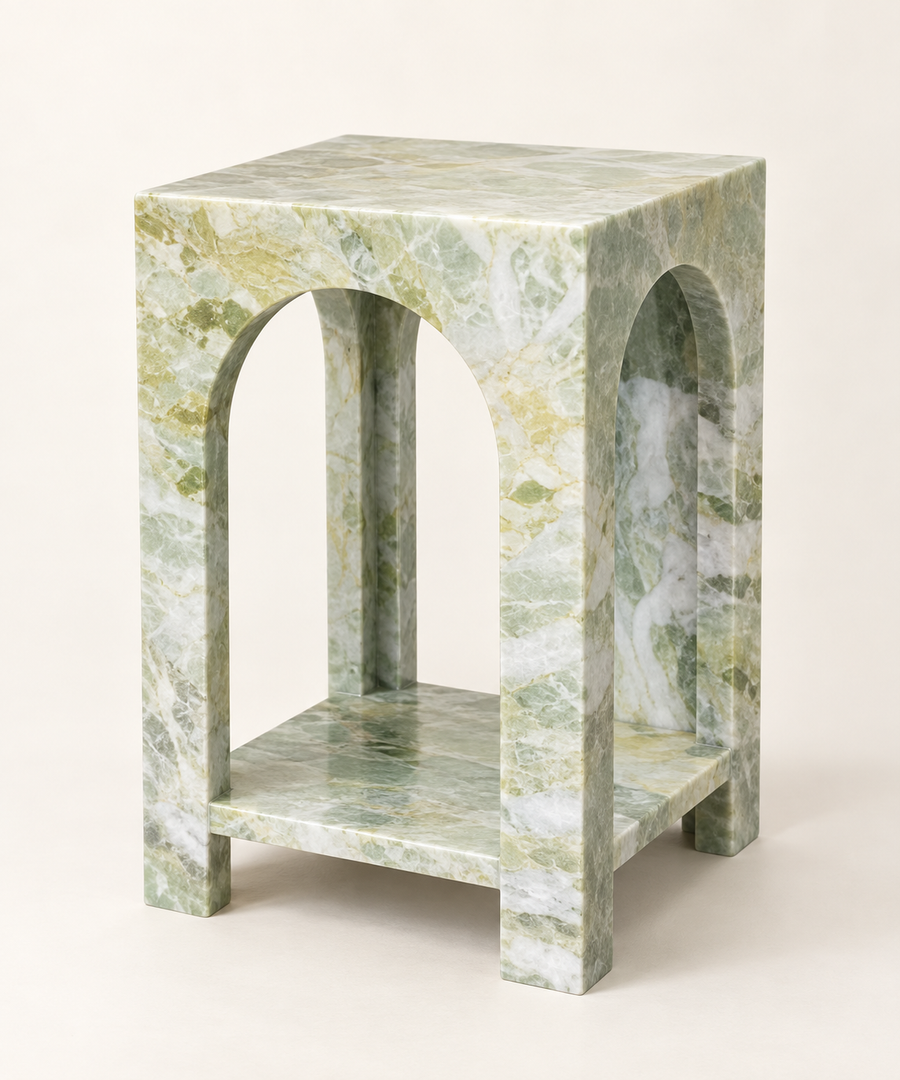 Fendi Green Arched Open-Shelf Side Table studio packshot
