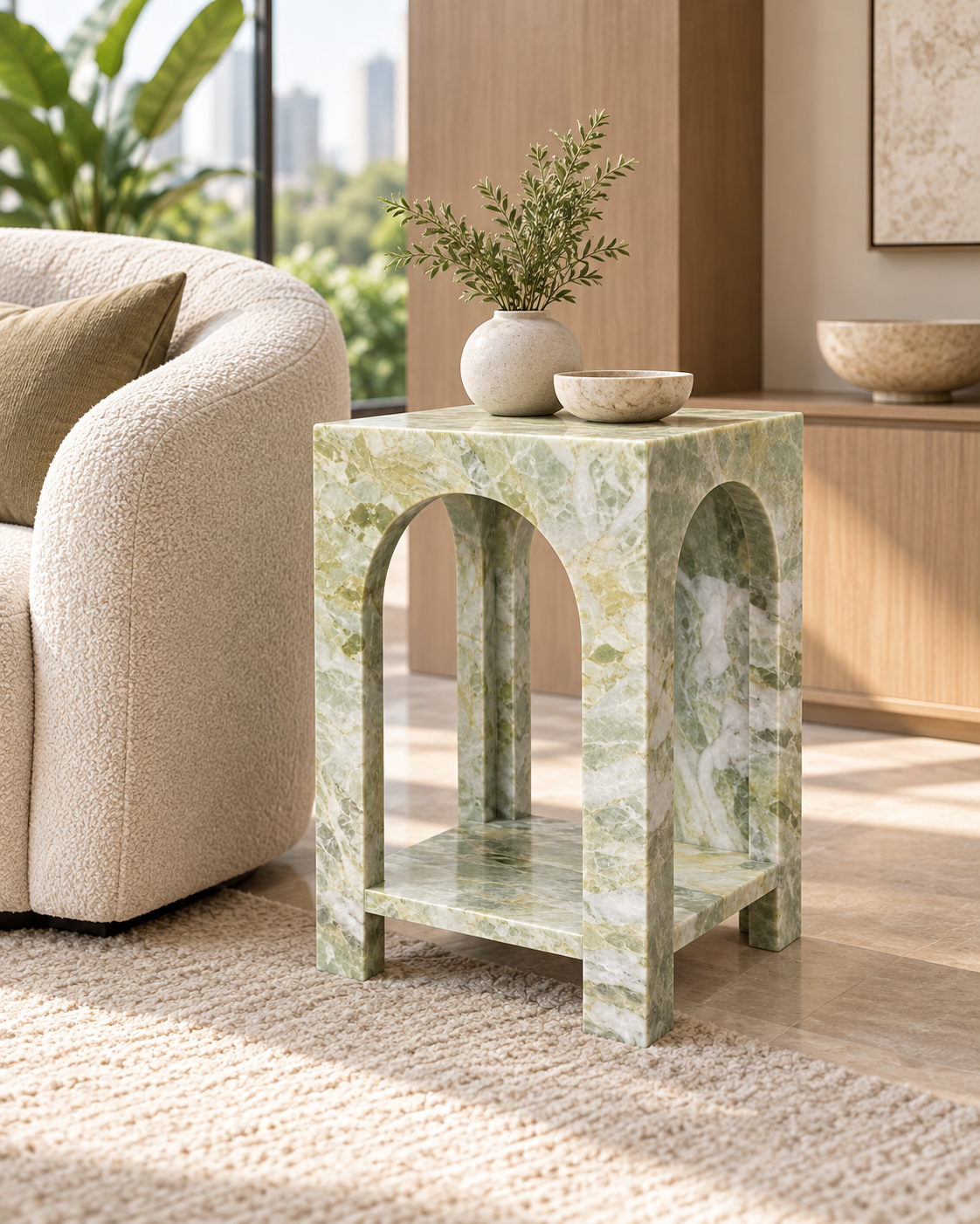 Fendi Green Arched Open-Shelf Side Table Singapore interior view