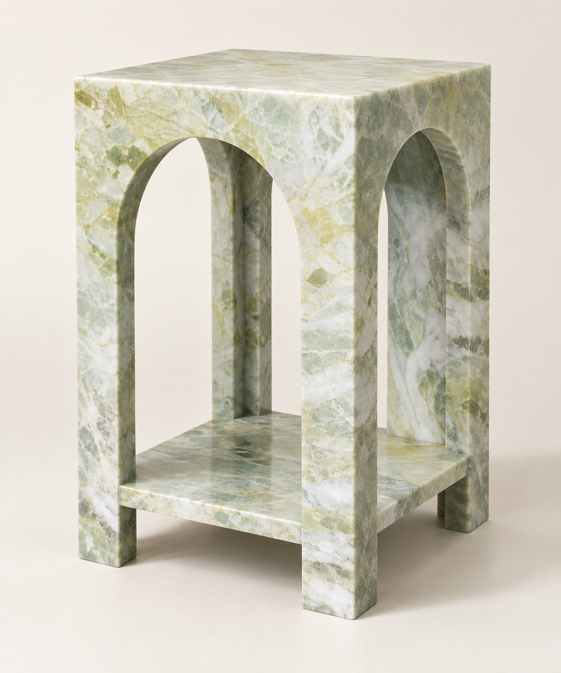 Fendi Green Arched Open-Shelf Side Table structure view