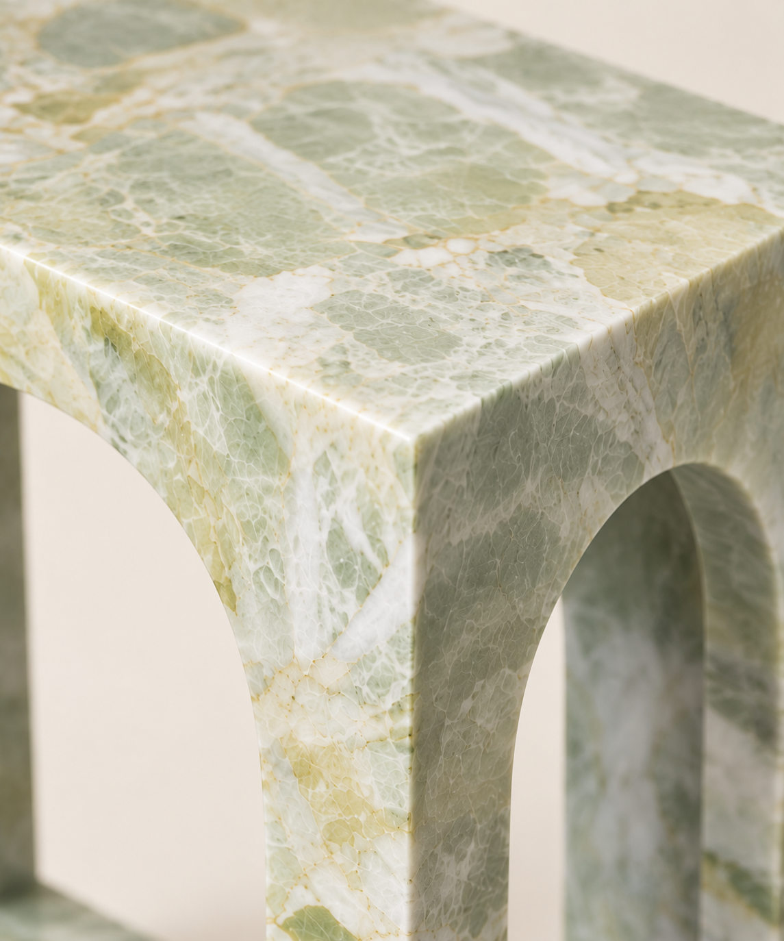 Fendi Green Arched Open-Shelf Side Table stone material detail