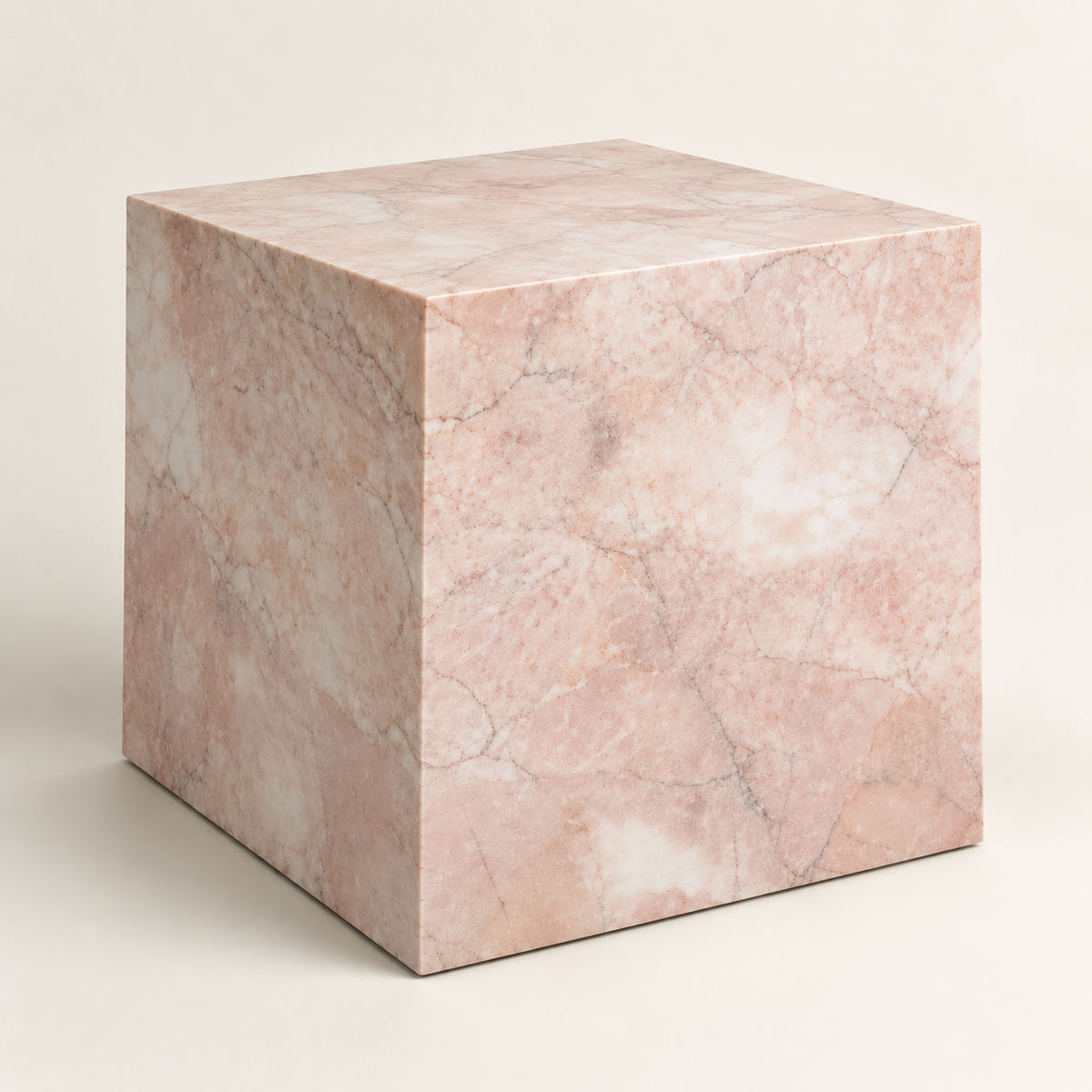Cubic Cream Rose Side Table, studio structure view