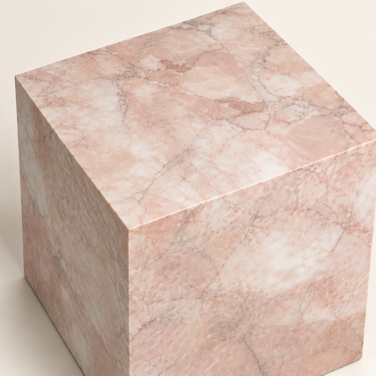 Cubic Cream Rose Side Table, close-up top and edge detail
