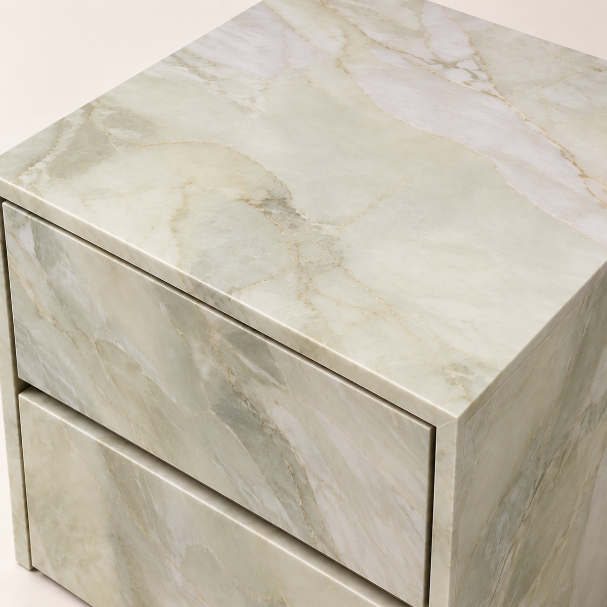 FSF-068 Two-Panel Cube Side Table in Fendi Green — top and edge detail