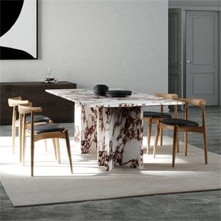 Rectangular Natural Stone Dining Table — Slab Legs