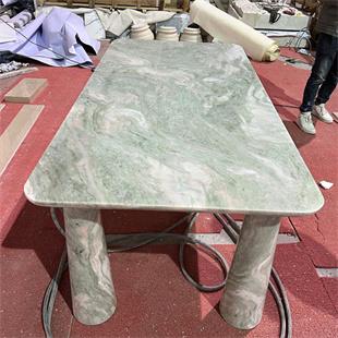 Rectangular Natural Stone Dining Table — Four Column Legs