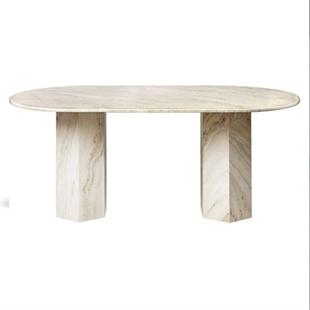Oval Natural Stone Dining Table — Prism Legs