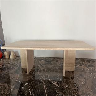 Rectangular Natural Stone Dining Table — Angled Legs