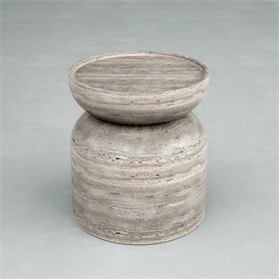 Round Natural Stone Side Table — 50 × 45 cm