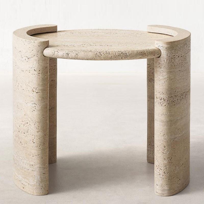 Round Natural Stone Side Table — Ring Frame
