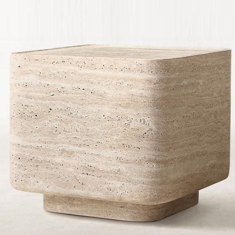 Square Natural Stone Side Table — 46 × 46 cm