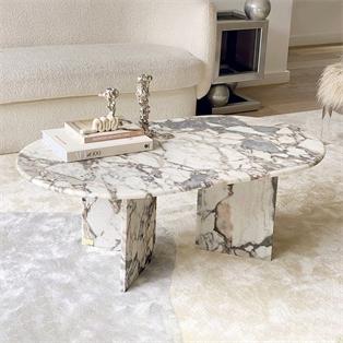 Oval Natural Stone Coffee Table — 120 × 70 cm