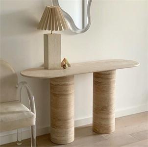 Oval Natural Stone Console — 140 × 45 cm