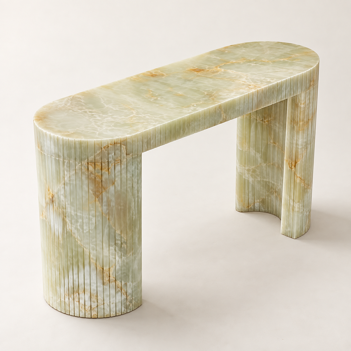 Green Onyx Console Table MS-10 in a three-quarter studio view.