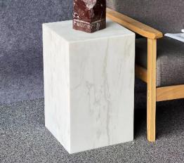Tall Rectangular Plinth Side Table in Natural stone — 30 × 30 × 50 cm.